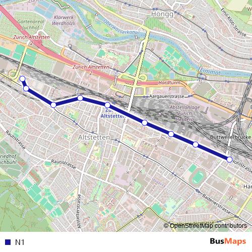 N1 bus Line Map