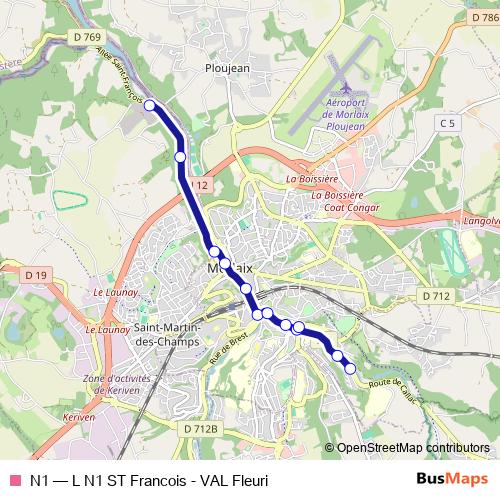 N1 bus Line Map