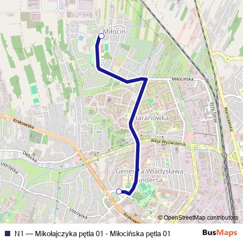 N1 bus Line Map