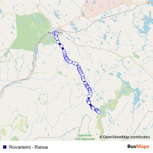 Rovaniemi - Ranua bus Line Map