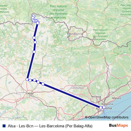 Alsa - Les-Bcn bus Line Map