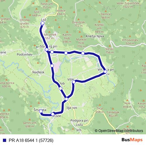 PR A18 6544 1 (57726) bus Line Map