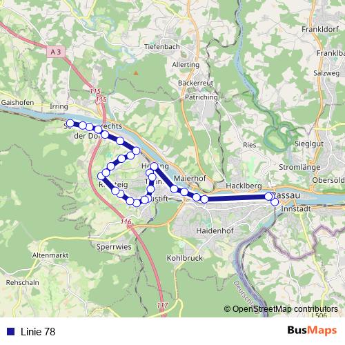 Linie 78 bus Line Map