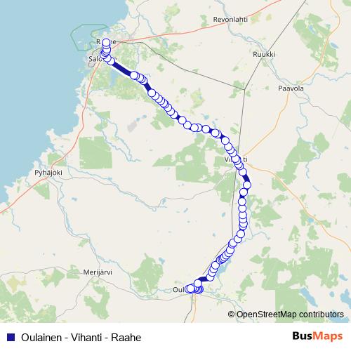 Oulainen - Vihanti - Raahe bus Line Map