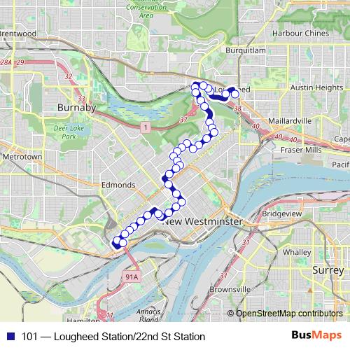 101 bus Line Map