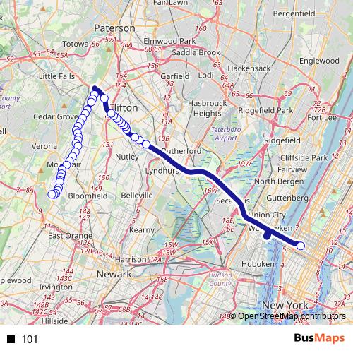 101 bus Line Map