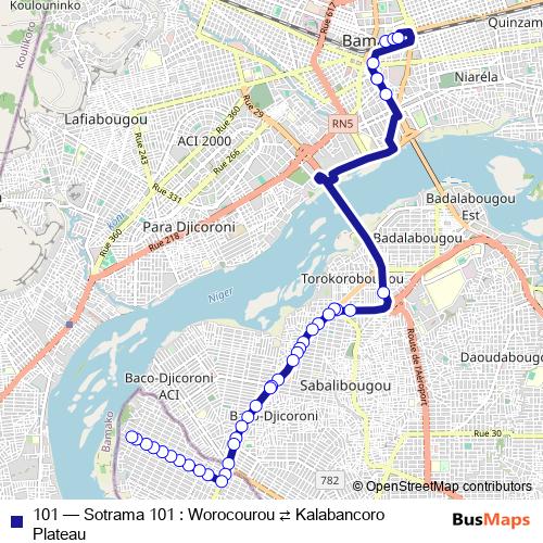 101 bus Line Map