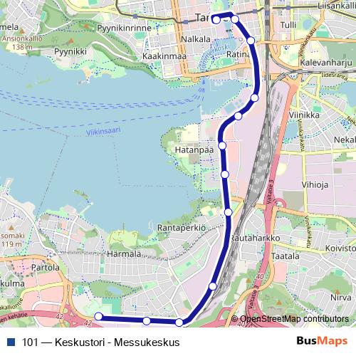 101 bus Line Map