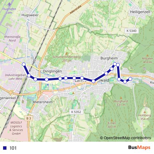 101 bus Line Map