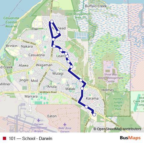 101 bus Line Map