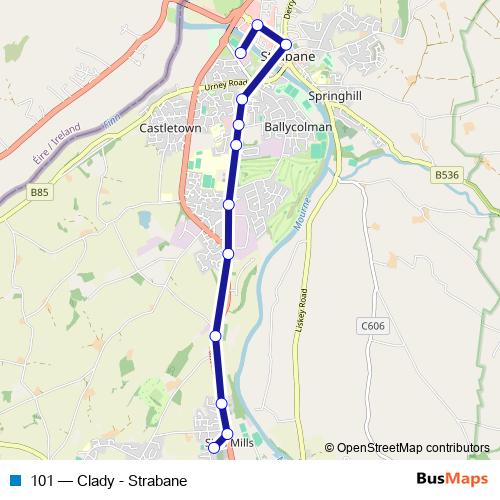 101 bus Line Map