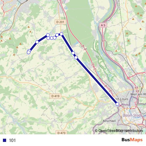 101 bus Line Map