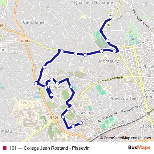 101 bus Line Map