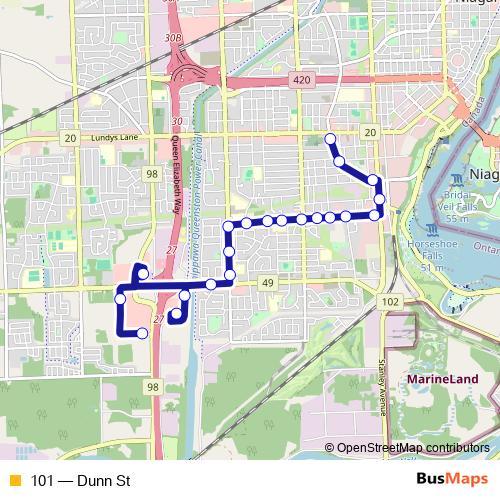101 bus Line Map