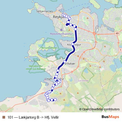 101 bus Line Map