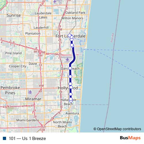 101 bus Line Map