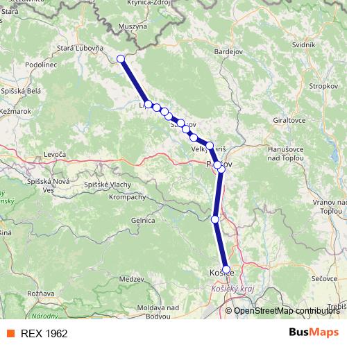 REX 1962 rail Line Map