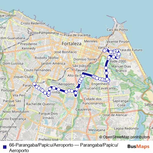 66-Parangaba/Papicu/Aeroporto bus Line Map