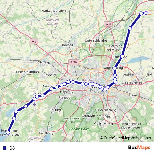 S8 rail Line Map