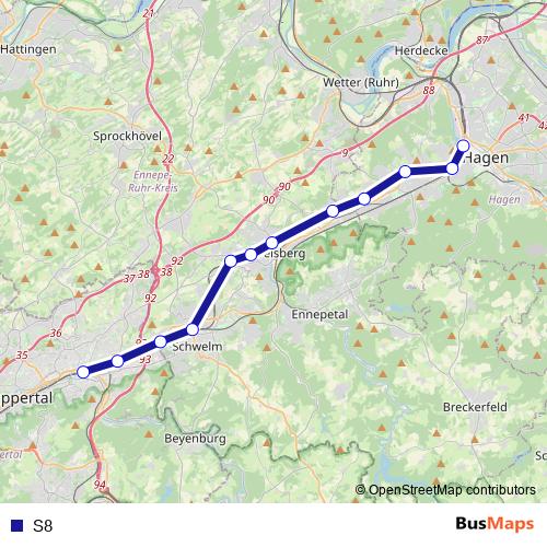 S8 rail Line Map