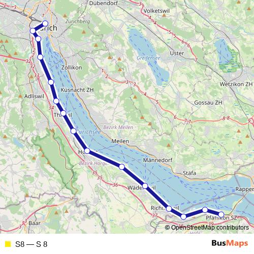 S8 rail Line Map