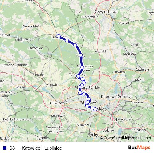 S8 rail Line Map