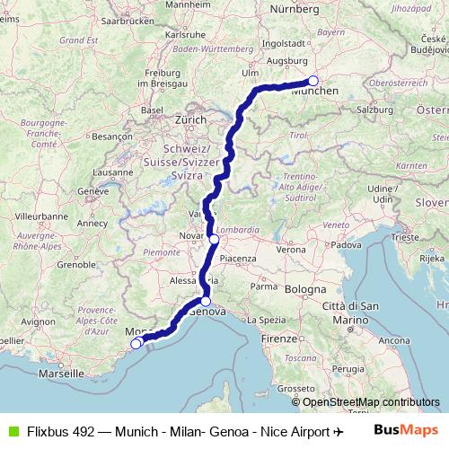 Flixbus 492 bus Line Map