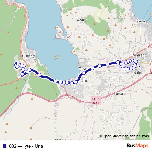 882 bus Line Map