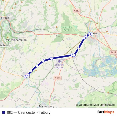 882 bus Line Map