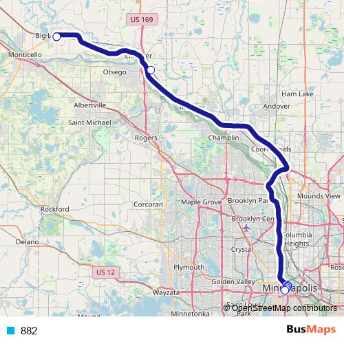 882 bus Line Map