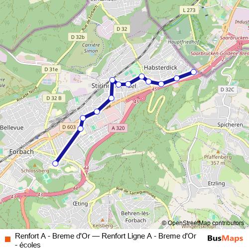 Renfort A - Breme d'Or bus Line Map
