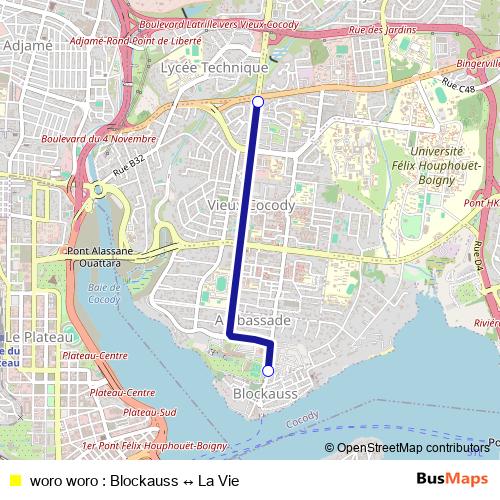 woro woro : Blockauss ↔ La Vie bus Line Map