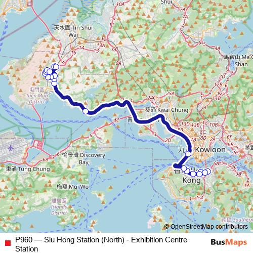 P960 bus Line Map