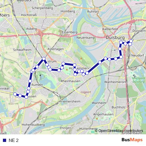 NE 2 bus Line Map
