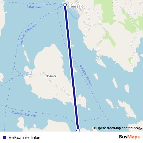 Velkuan reittialue ferry Line Map