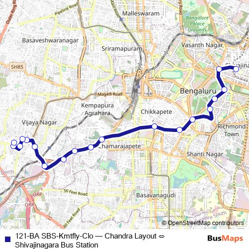 121-BA SBS-Kmtfly-Clo bus Line Map