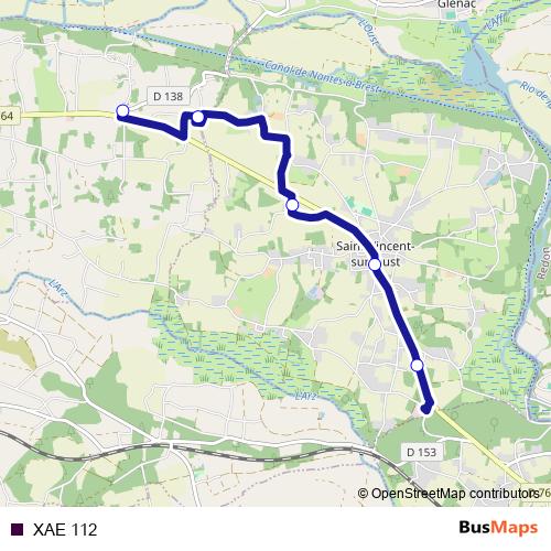 XAE 112 bus Line Map