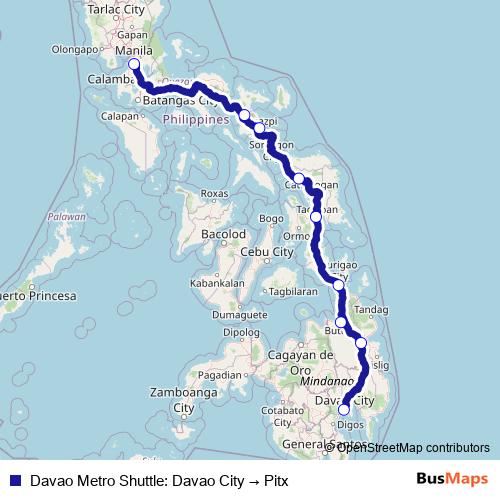 Davao Metro Shuttle: Davao City → Pitx bus Line Map