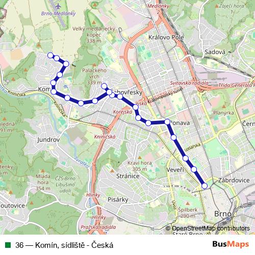 36 trolleybus Line Map