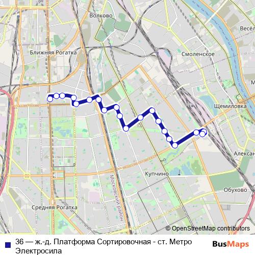 36 trolleybus Line Map