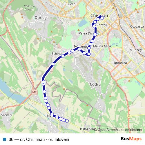 36 trolleybus Line Map