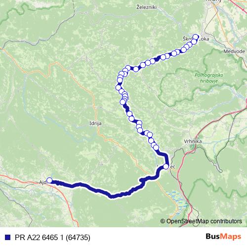 PR A22 6465 1 (64735) bus Line Map
