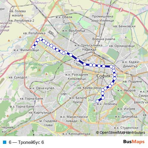 6 trolleybus Line Map