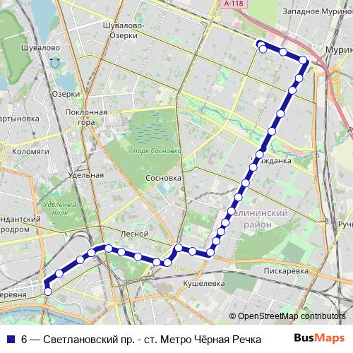 6 trolleybus Line Map