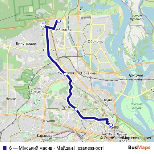 6 trolleybus Line Map