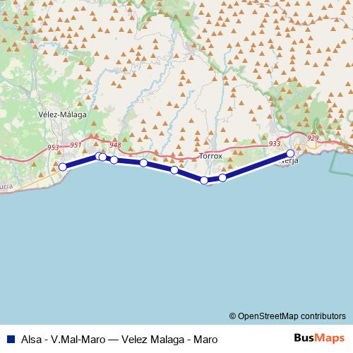 Alsa - V.Mal-Maro bus Line Map