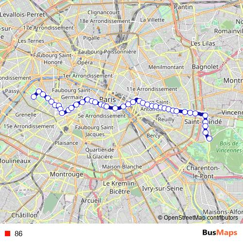 86 bus Line Map