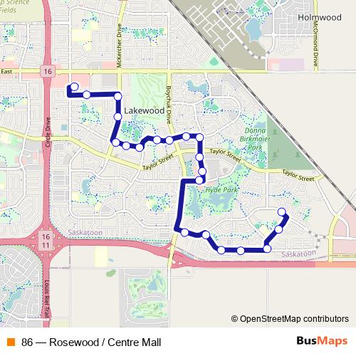 86 bus Line Map