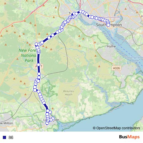 86 bus Line Map