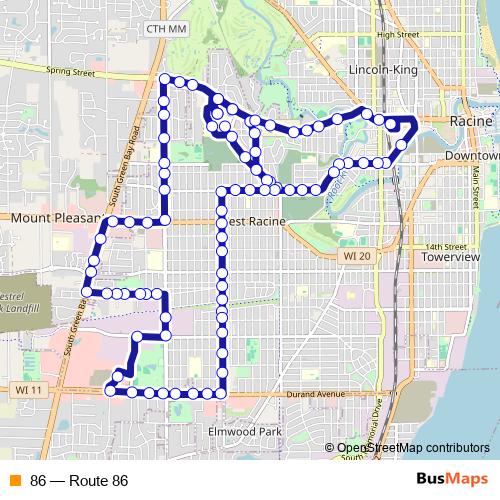 86 bus Line Map